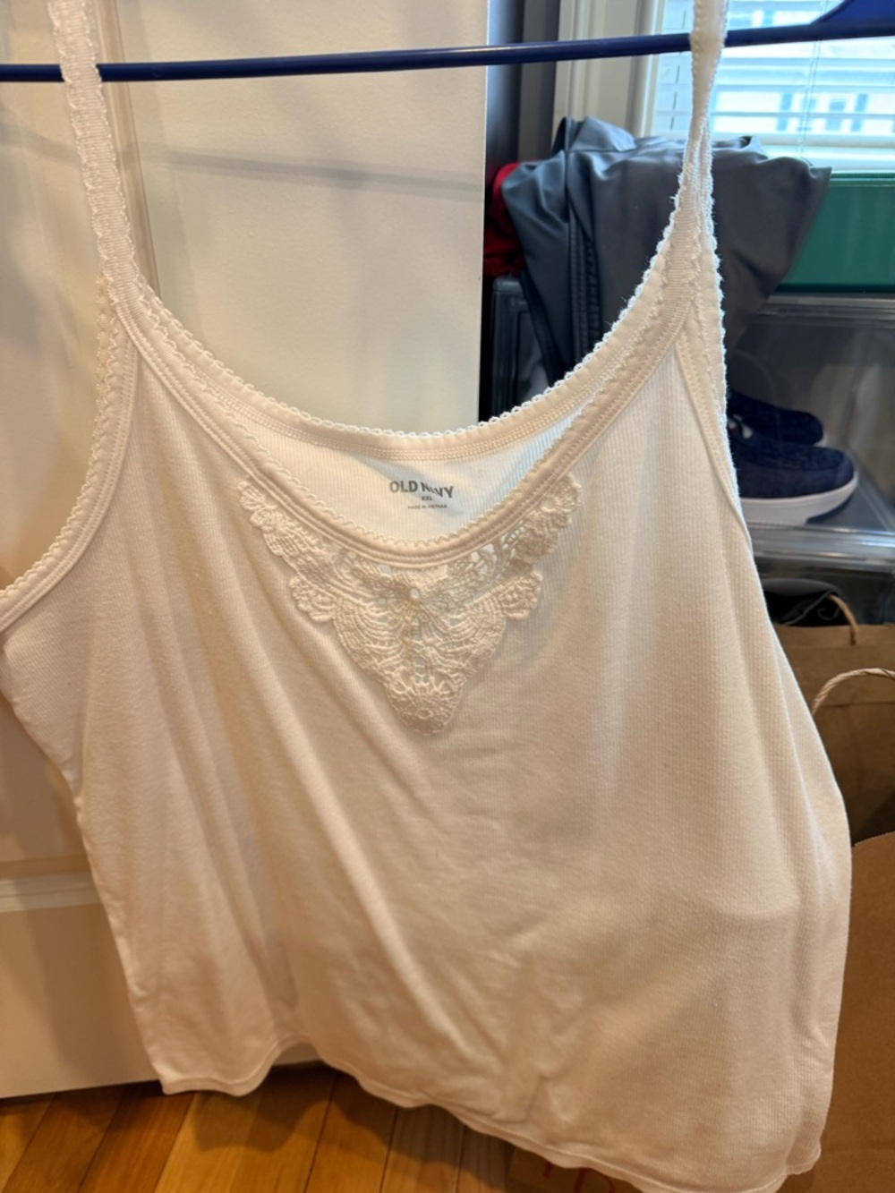 Old Navy Cream Lace-Trim Ribbed Camisole